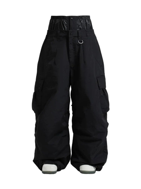 Pantaloni cargo da uomo a gamba larga con vita regolabile 1