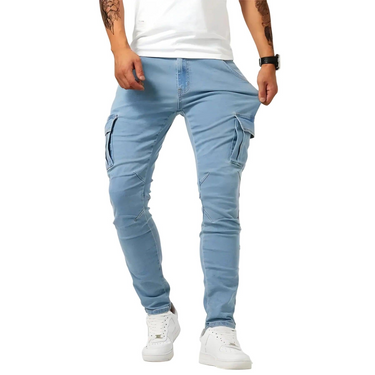 Pantaloni cargo uomo slim fit con tasche a patta 3