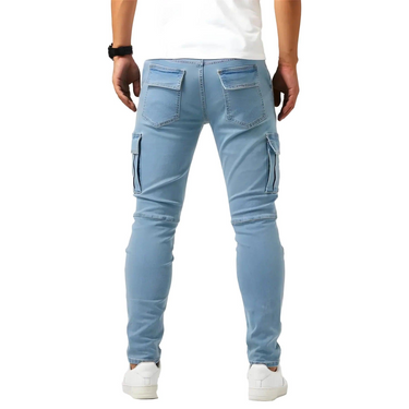 Pantaloni cargo uomo slim fit con tasche a patta 4