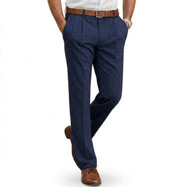 Pantaloni da uomo a gamba dritta con pieghe 1