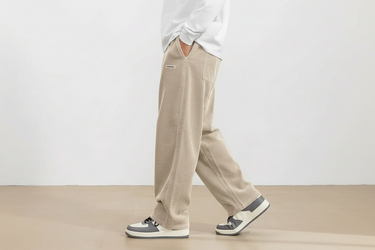Pantaloni da uomo a gamba larga in velluto a coste con vita elastica 7
