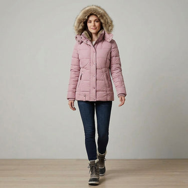 Piumino da donna con cappuccio foderato in pelliccia sintetica 3