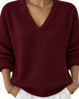 Pullover in maglia a maniche lunghe con scollo a V da donna 1