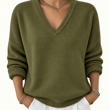 Pullover in maglia a maniche lunghe con scollo a V da donna 2