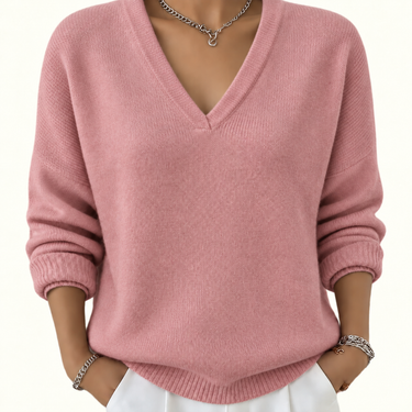Pullover in maglia a maniche lunghe con scollo a V da donna 3