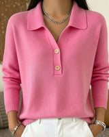 Pullover in maglia con colletto e abbottonatura da donna 2
