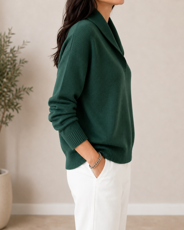 Pullover in maglia da donna con collo a scialle 3