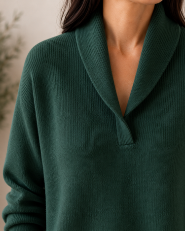 Pullover in maglia da donna con collo a scialle 5