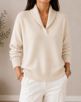 Pullover in maglia da donna con collo a scialle 6