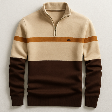 Pullover in maglia da uomo con zip a un quarto e motivo colorblock 4