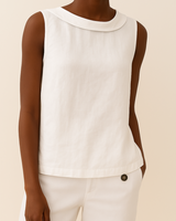 Top smanicato da donna con collo alto 6