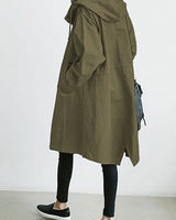 Trench coat da donna con cappuccio e chiusura a bottoni 3
