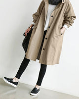 Trench coat da donna con cappuccio e chiusura a bottoni 5