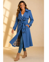 Trench coat da donna con cintura e colletto a revers 4
