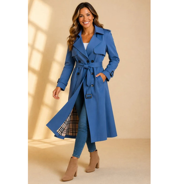 Trench coat da donna con cintura e colletto a revers 4