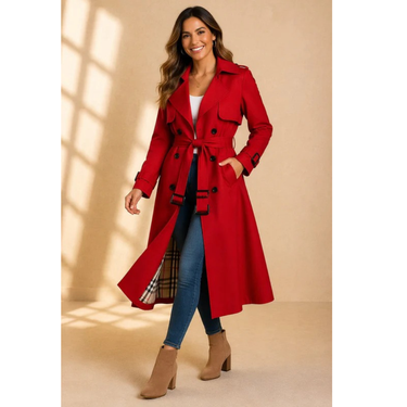 Trench coat da donna con cintura e colletto a revers 6