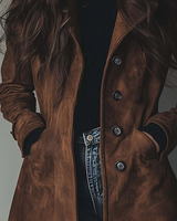 Trench coat da donna in camoscio con chiusura a bottoni 3