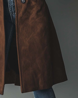 Trench coat da donna in camoscio con chiusura a bottoni 4