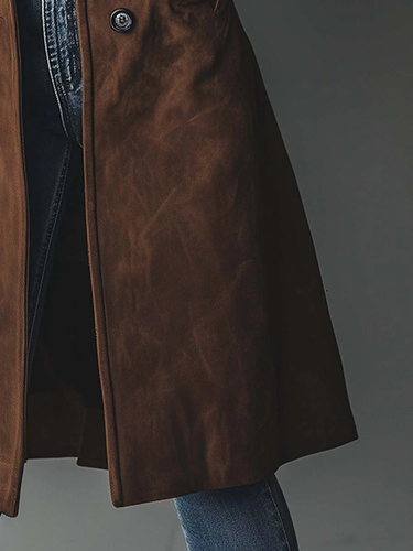 Trench coat da donna in camoscio con chiusura a bottoni 4