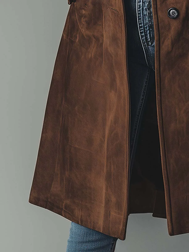 Trench coat da donna in camoscio con chiusura a bottoni 5